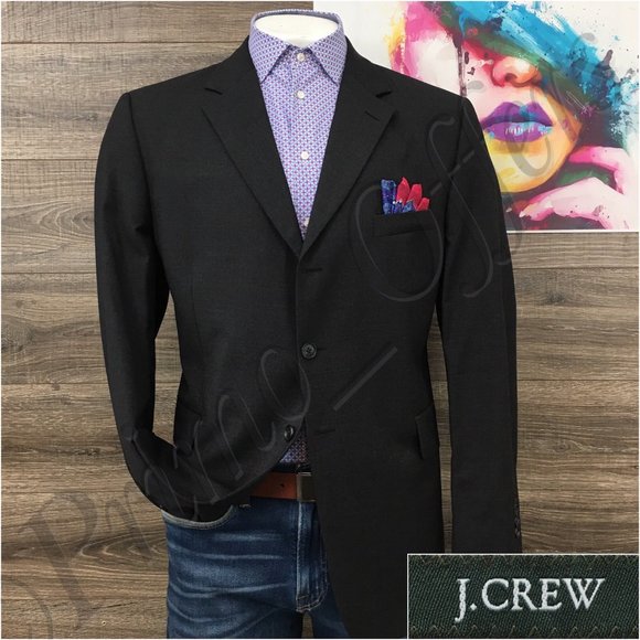 Vintage J Crew Mens Blazer Sport Coat Three Button Casual Jacket 46R Wool‎ Suits